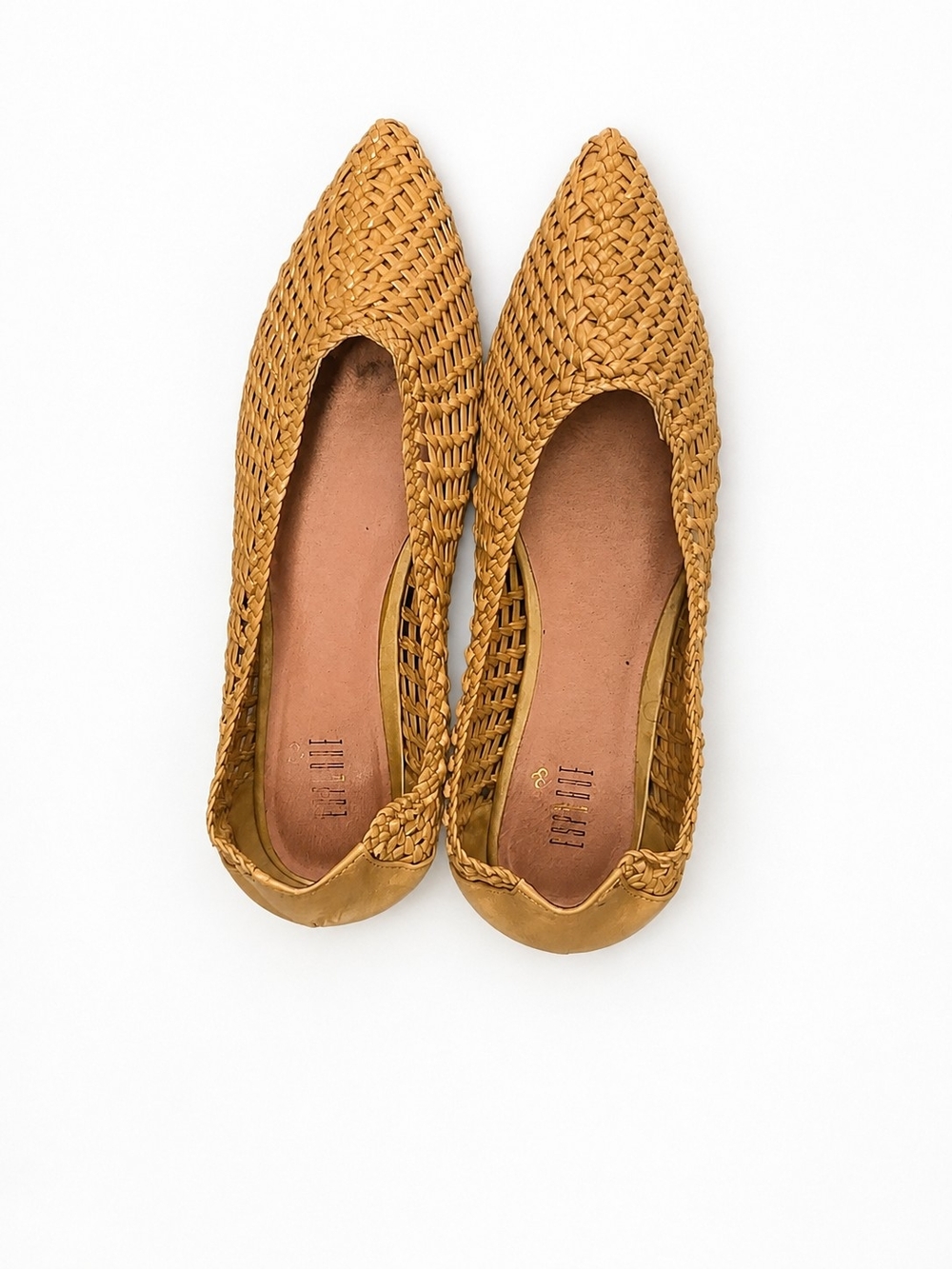Mercanti Fiorentini Woven Pointed-Toe Flats in Mustard Yellow
